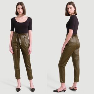 Modern Citizen Bethany Paperbag Faux Leather
Trousers Olive Army Green